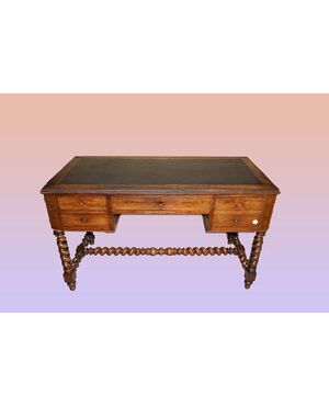 Stunning antique French desk from the early 1800s, Charles X style, with inlays and brass inlay.