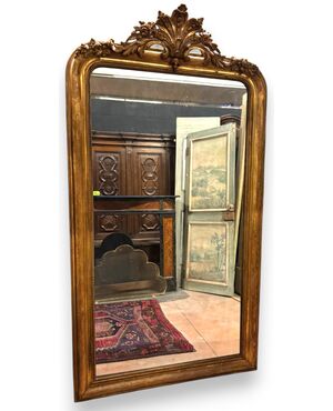 SPECC570 - Antique gilded mirror, '7/'800 period, measures cm W 101 x H 185