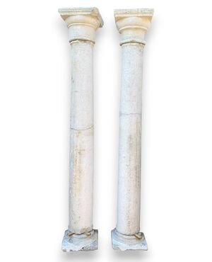 DARS683 - Pair of Botticino columns, dimensions 34 x 34 x H 220 cm