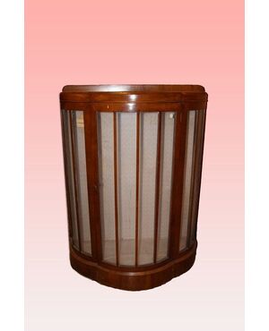 Antique English Art Deco Walnut Display Cabinet from the early 1900s
