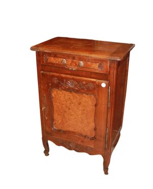 Piccola Credenza Provenzale in legno di noce e olmo ad 1 anta