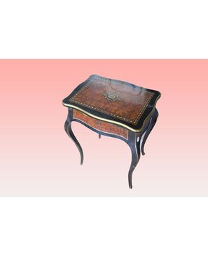 Louis XV style 1800s ebony and maple briar toilet table
