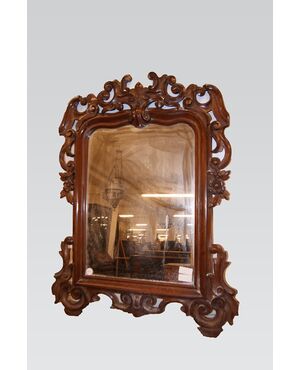 Louis Philippe style mahogany mirror, richly carved