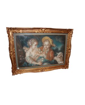French pastel from the second half of the 1800s depicting characters.