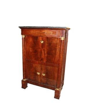 19th century Empire style mahogany feather secretaire with doors