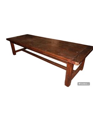 Large Rustic Walnut Wood Table from the Early 1900s