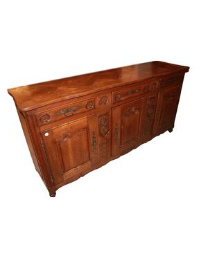 Large late 1800s Provençal sideboard with 3 doors in oak wood