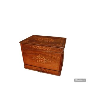 Charles X Style Liquor Box from the 1800s with Inlays, Glasses and Bottles