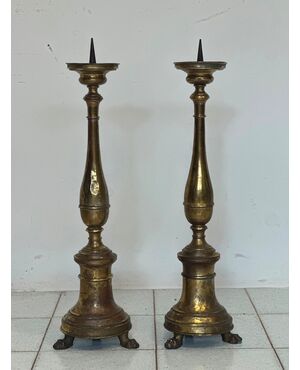 Pair of Empire candlesticks. 19th century H 63 cm