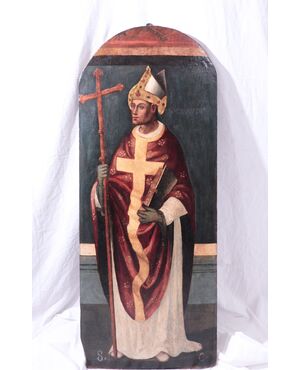 Painting on Wood: St. Claudius Bishop, 15th Century