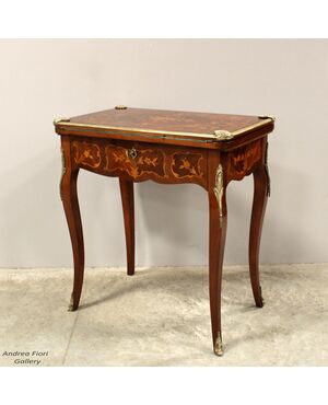 Antique Napoleon III inlaid game/writing table - 19th century