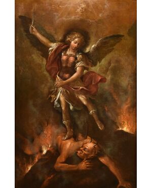 Victorious Saint Michael the Archangel, Roman painter of the 17th-18th century
