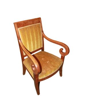 French Mahogany Directory Style Armchair with Striped Fabric