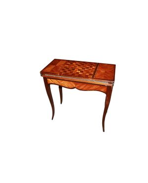 Early 1800s French Louis XV style game table with inlaid chessboard
