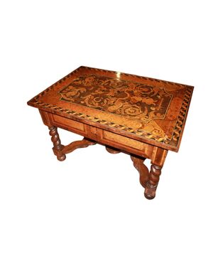 Precious Italian Living Room Table from the 1800s, richly inlaid