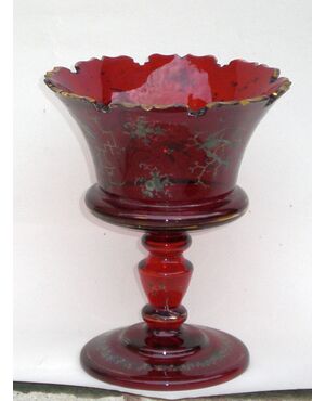 coppa in vetro rosso Boemia