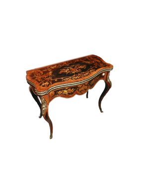 French Louis XV Style Game Table Richly Inlaid from the 1800s