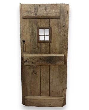 PTIR478 - Antique rustic walnut wood door, 19th century, dimensions cm W 79 x H 193