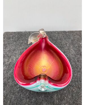 Pear-shaped ashtray in multi-layered sommerso glass with milk and gold leaf.Seguso     