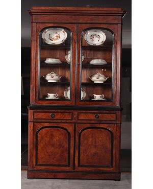 Antica grande credenza francese del 1800 stile Luigi Filippo in radica di noce