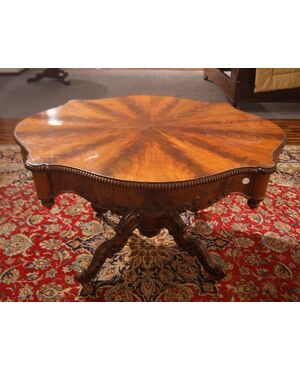 19th-century Austrian extendable center table in mahogany