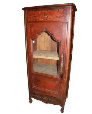 Vetrina Francese Stile Provenzale di Medie Dimensioni in legno di noce 1800