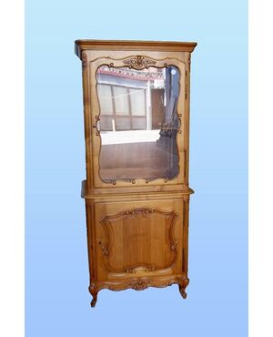 Early 1900s French display cabinet, Provençal style, in cherry wood, two-piece