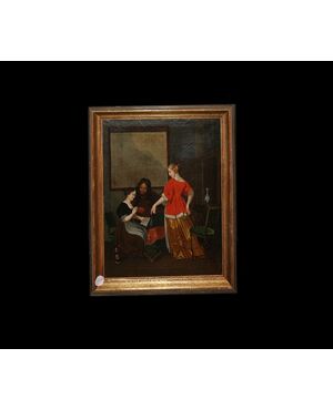17th-century German oil on canvas depicting a Music Lesson