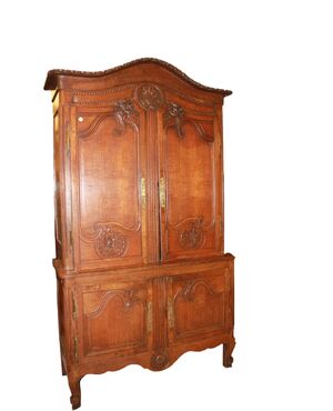 Grande Credenza Doppio Corpo Francese stile Provenzale in Legno di Rovere