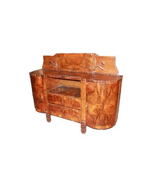 French Art Nouveau style walnut and burl walnut sideboard from the first half of the 20th century