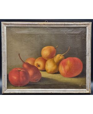 Pair of still lifes with fruit in silver frames, late 18th - early 19th century