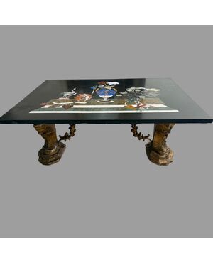 Table with hard stone inlay