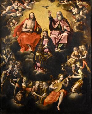 Assumption of the Virgin with the Trinity and musical angels, Guglielmo Caccia (1568 - 1625) and workshop
