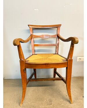 Antica poltrona in noce fine '700, Toscana, Luigi XVI impagliata 91x56x45