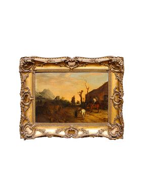 18th-century Flemish painter, Path with travelers