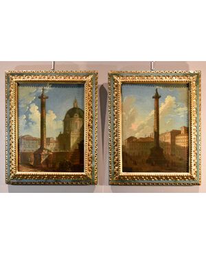 Coppia di vedute di Roma , Antonio Joli (Modena, 1700 – Napoli, 1777)