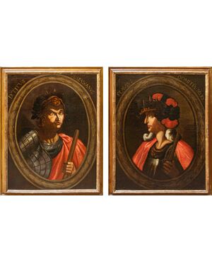 17th century, Genoese School, Portraits of Roman emperors: Vespasian and Domitian