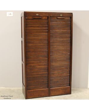 Antique oak roll top file cabinet