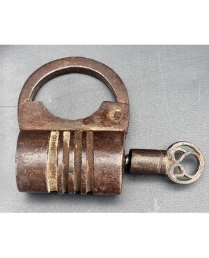 German wrought iron padlock with original key – 18th century