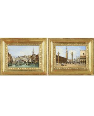 Giovanni Grubacs (Venice, 1830 – 1919) - Pair of Venetian Views