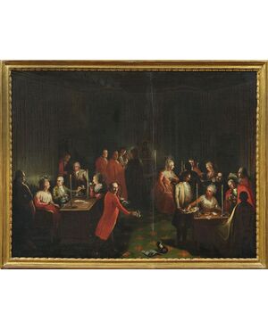 Gaetano Grezler (active in Veneto in the second half of the 18th century) - Interior scene with figures