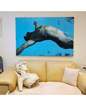 Oil on canvas, male nude by Filippo Manfroni