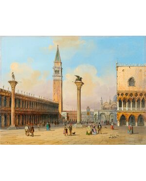 Carlo Grubacs (Venice, 1802 – after 1878) - St. Mark's Square, view from the pier