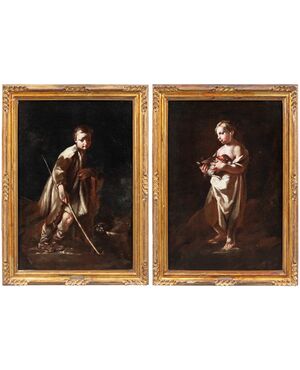 Giuseppe Maria Crespi detto lo Spagnoletto (Bologna 1665 - Bologna 1747) - Coppia di fanciulli.