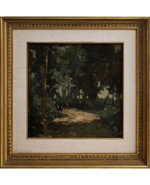 Emma Ciardi, "Towards Evening", oil on panel, cm. 29x27.5