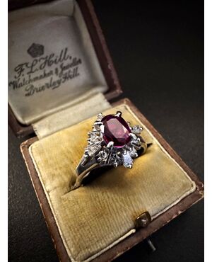 Platinum Ring with Ruby and Diamonds
