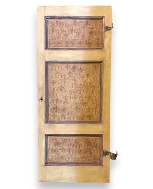 PTL714 - Antique lacquered and painted door, 18th century, dimensions cm W 90 x H 217