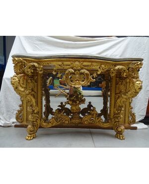Importante consolle in gesso e legno dorato Piemonte primi 1800 Torino