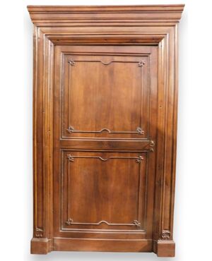 PTS358 - N. 4 Carlo X doors in walnut and burr wood, with frame, 19th century, clear size cm W 92 x H 202