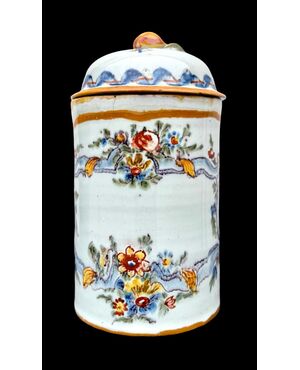 Vaso -scatola con coperchio a decoro floreale.Manifattura di Felice Clerici.Milano